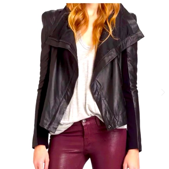 BCBG MAXAZRIA XXS Orason black leather jacket - Picture 8 of 10